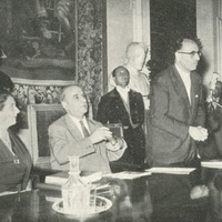 <p>[Maria de Unterrichter Jervolino, President of the Opera Nazionale Montessori, standing next to the Mayor of Rome, Senator Tupini, followed by Hon. Scaglia, who declares the proceedings of the 11th International Montessori Congress open. Sala della Protomoteca, Campidoglio, Rome, September 1957] – ONM Archive.</p>$$$544