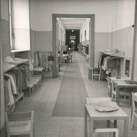 [View of the corridor at the Children’s House] U. Bartolomei School, Rome, 1960s – ONM Archive$$$497