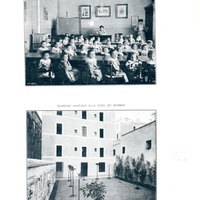 Casa dei Bambini, Roma Casa popolare nel quartiere di S. Lorenzo risanata e trasformata. Casa dei Bambini del fabbricato. Giardino annesso alla Casa dei Bambini - E. Talamo, <em>La Casa Moderna nell’opera dell’Istituto Romano di Beni Stabili</em>, Rome, Offic. Tip. Bodoni, Tav. XL.$$$478